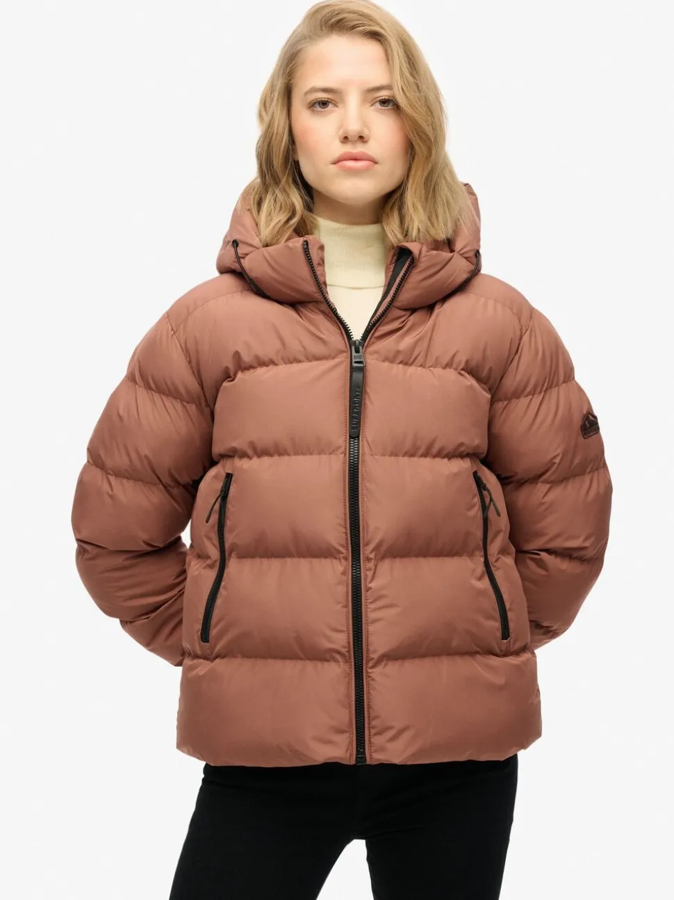 Superdry Brown Hooded Sports Puffer Jacket