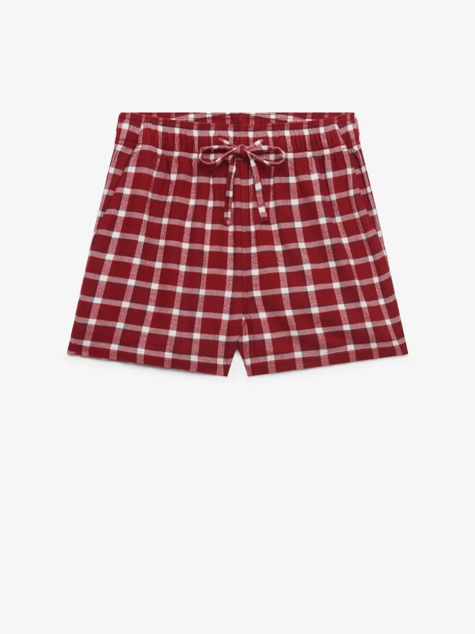 Superdry Burgundy Red Check Cotton Elastic Shorts