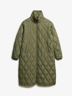 Superdry Chive Green Superlong Quilt Liner Coat