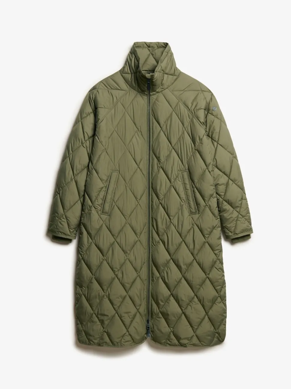 Superdry Chive Green Superlong Quilt Liner Coat