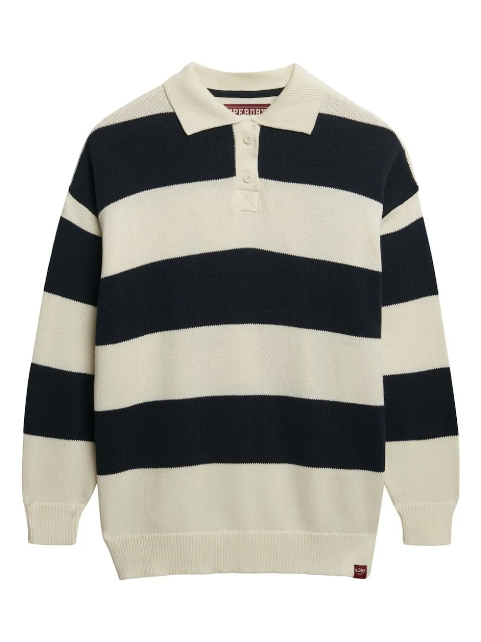 Superdry White/Blue Slouchy Striped Rugby Knitted Jumper