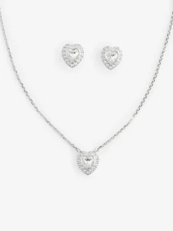 Swarovski White Ariana Grande Mixed Cuts Heart Rhodium Plated Jewellery Set