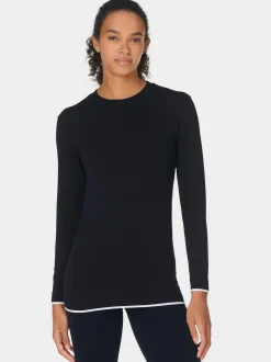 Sweaty Betty Black Modal Crew Neck Base Layer Top