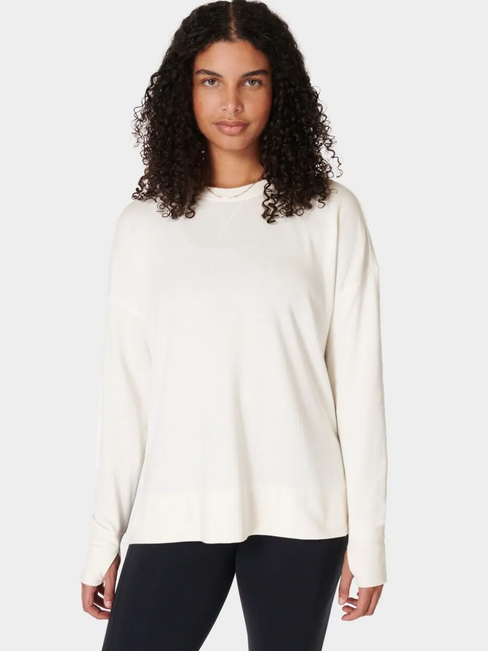 Sweaty Betty Lily White After Class Longline Sweatshirt