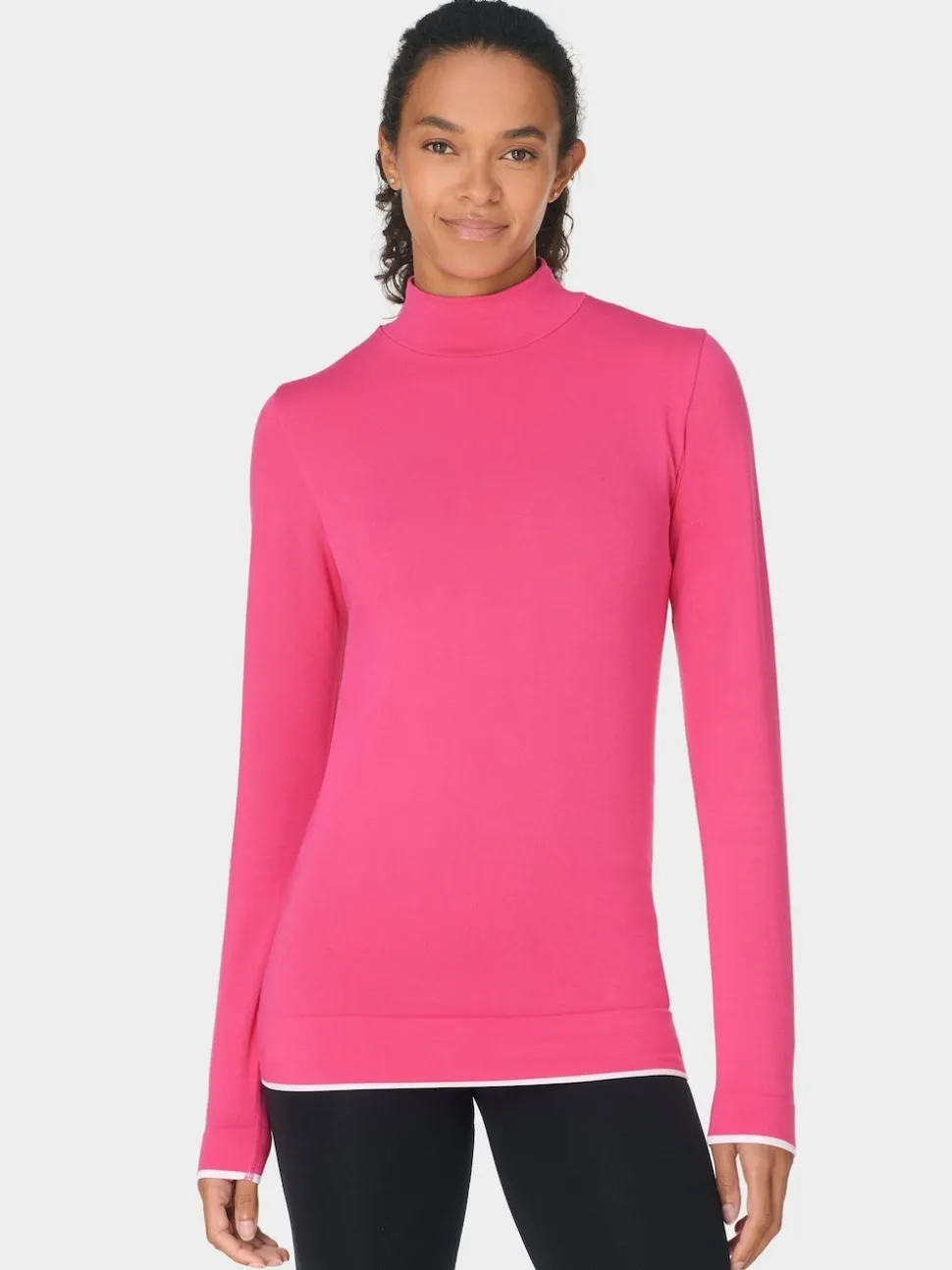 Sweaty Betty Pink Modal High Neck Base Layer Top