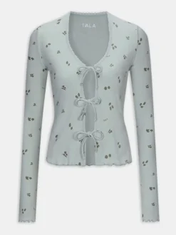 TALA Green Sleep Lounge Tie Cardigan