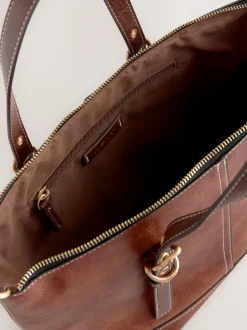 Tan Brown Buckle Hand Held Bag