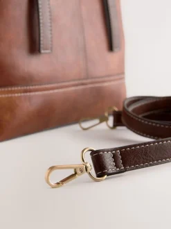 Tan Brown Buckle Hand Held Bag