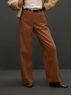 Tan Brown Cord Wide Leg Trousers