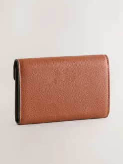 Tan Brown Envelope Lock Purse