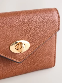 Tan Brown Envelope Lock Purse