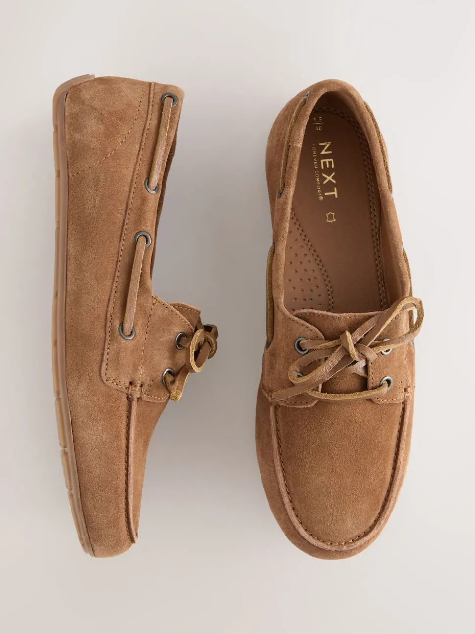 Tan Brown Extra Wide Fit Leather Round Toe Boat Shoes