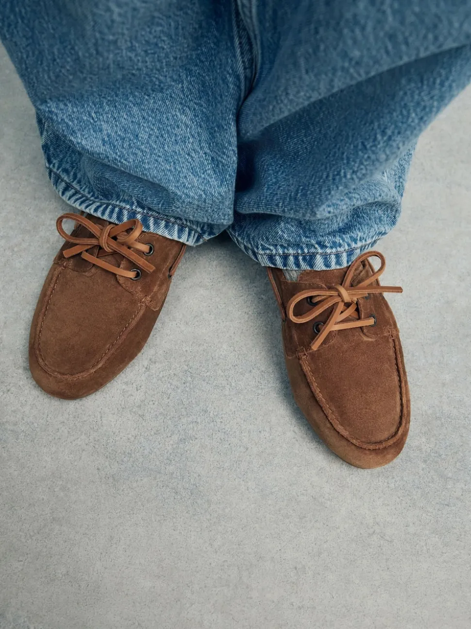 Tan Brown Extra Wide Fit Leather Round Toe Boat Shoes