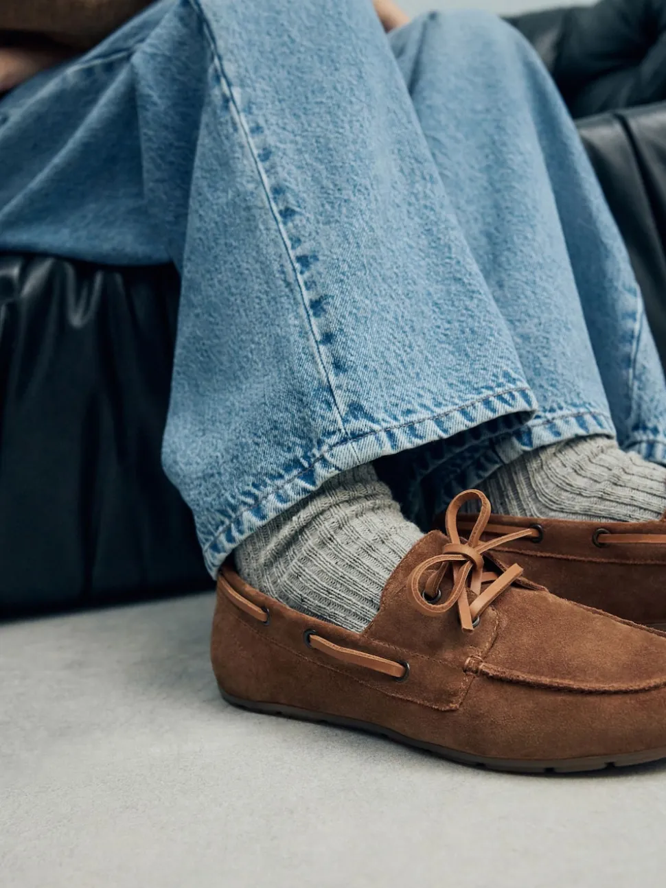 Tan Brown Extra Wide Fit Leather Round Toe Boat Shoes