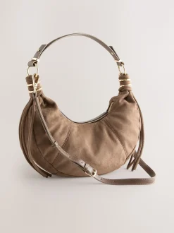 Tan Brown Faux Suede Sling Shoulder Bag