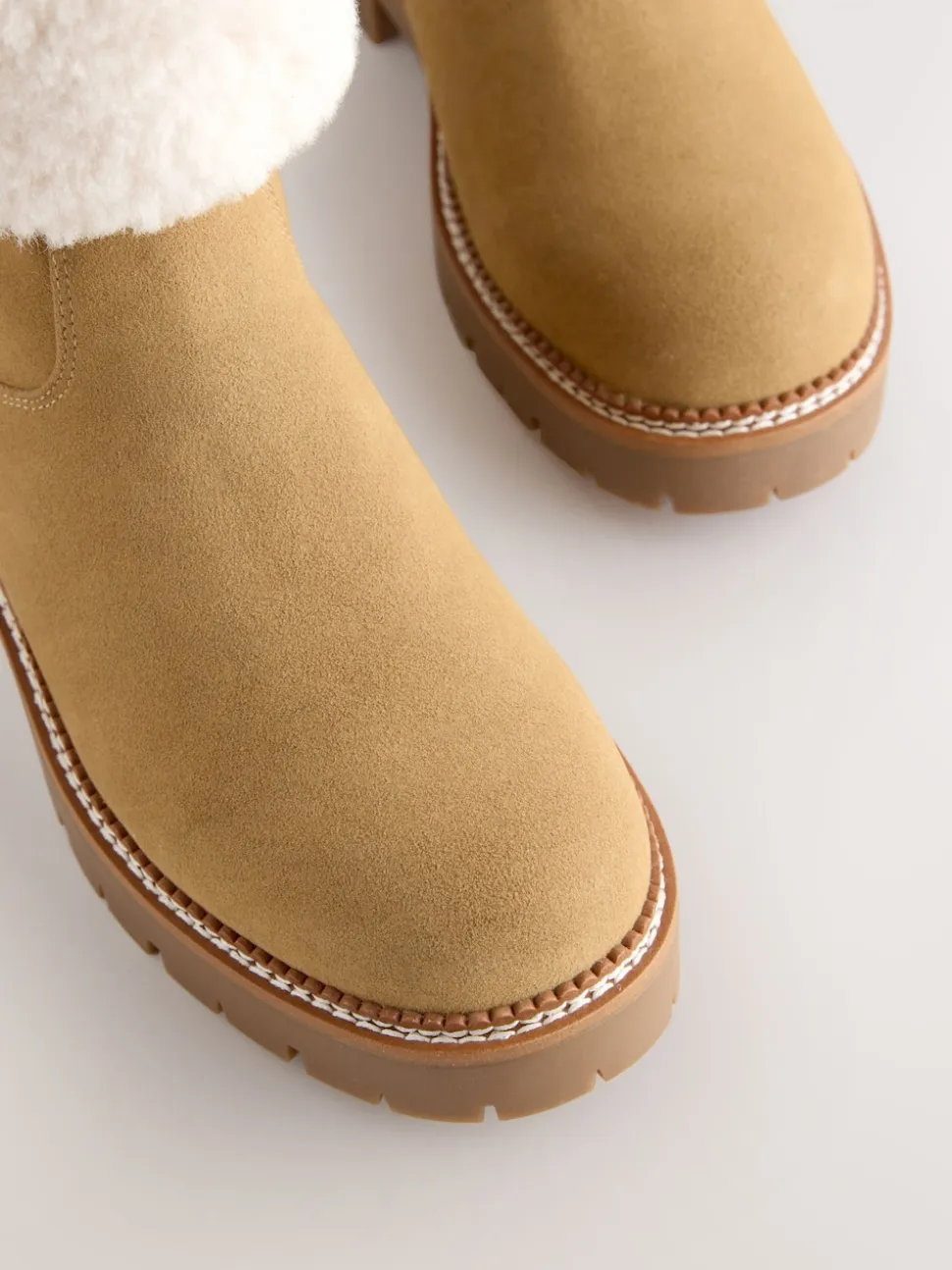 Tan Brown Forever Comfort® Faux Fur Cuff Ankle Boots