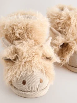 Tan Brown Hamish Cow Faux Fur Boot Slippers