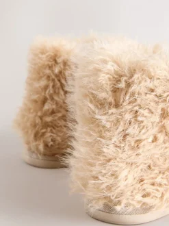 Tan Brown Hamish Cow Faux Fur Boot Slippers