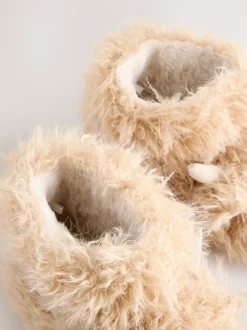 Tan Brown Hamish Cow Faux Fur Boot Slippers