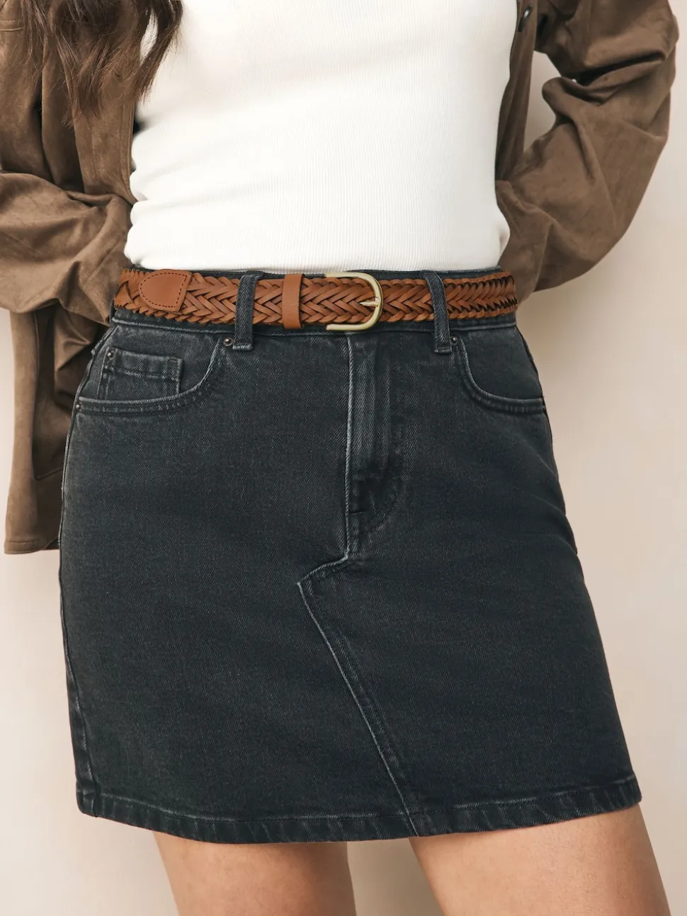 Tan Brown Hand Plaited Leather Belt