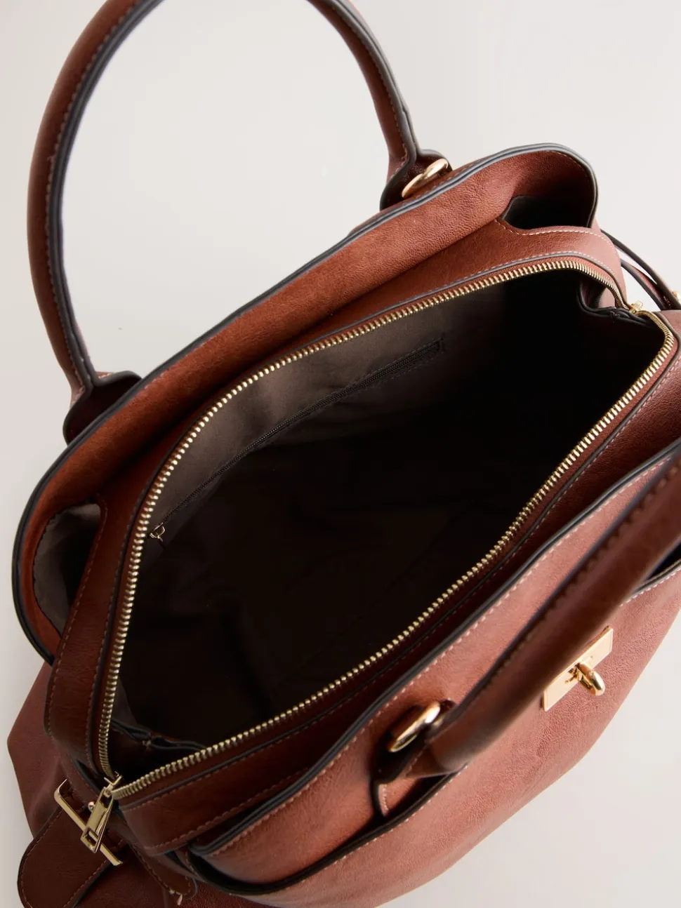 Tan Brown Large Tote Bag with Charms