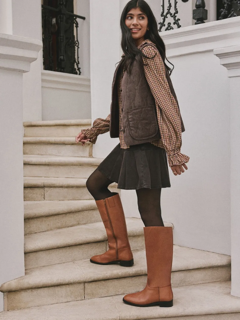 Tan Brown Leather Extra Wide Fit Forever Comfort® Flat Riding Boots