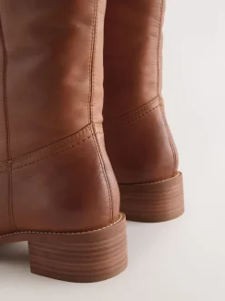 Tan Brown Leather Forever Comfort® Knee High Pull On Boots