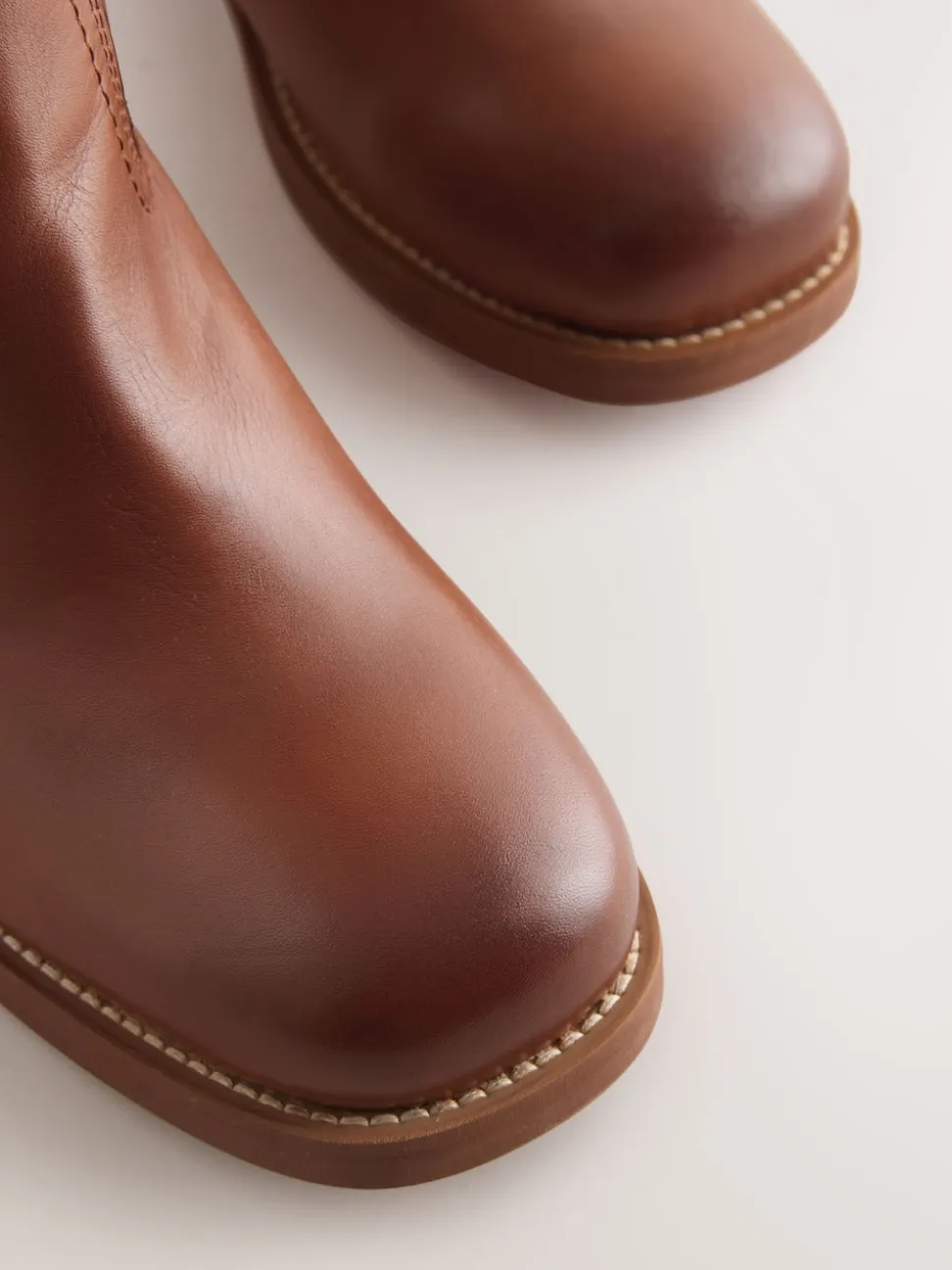 Tan Brown Leather Forever Comfort® Knee High Pull On Boots