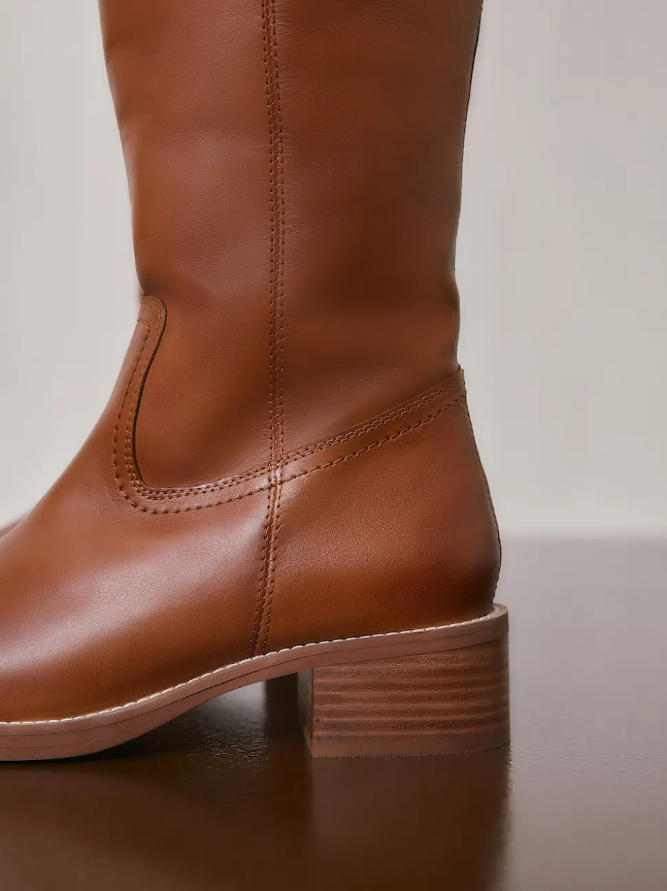 Tan Brown Leather Forever Comfort® Knee High Pull On Boots