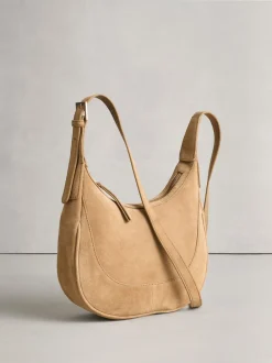 Tan Brown Leather Scoop Cross Body Bag