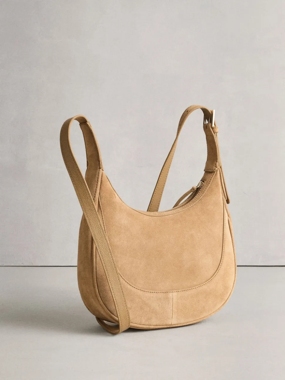 Tan Brown Leather Scoop Cross Body Bag