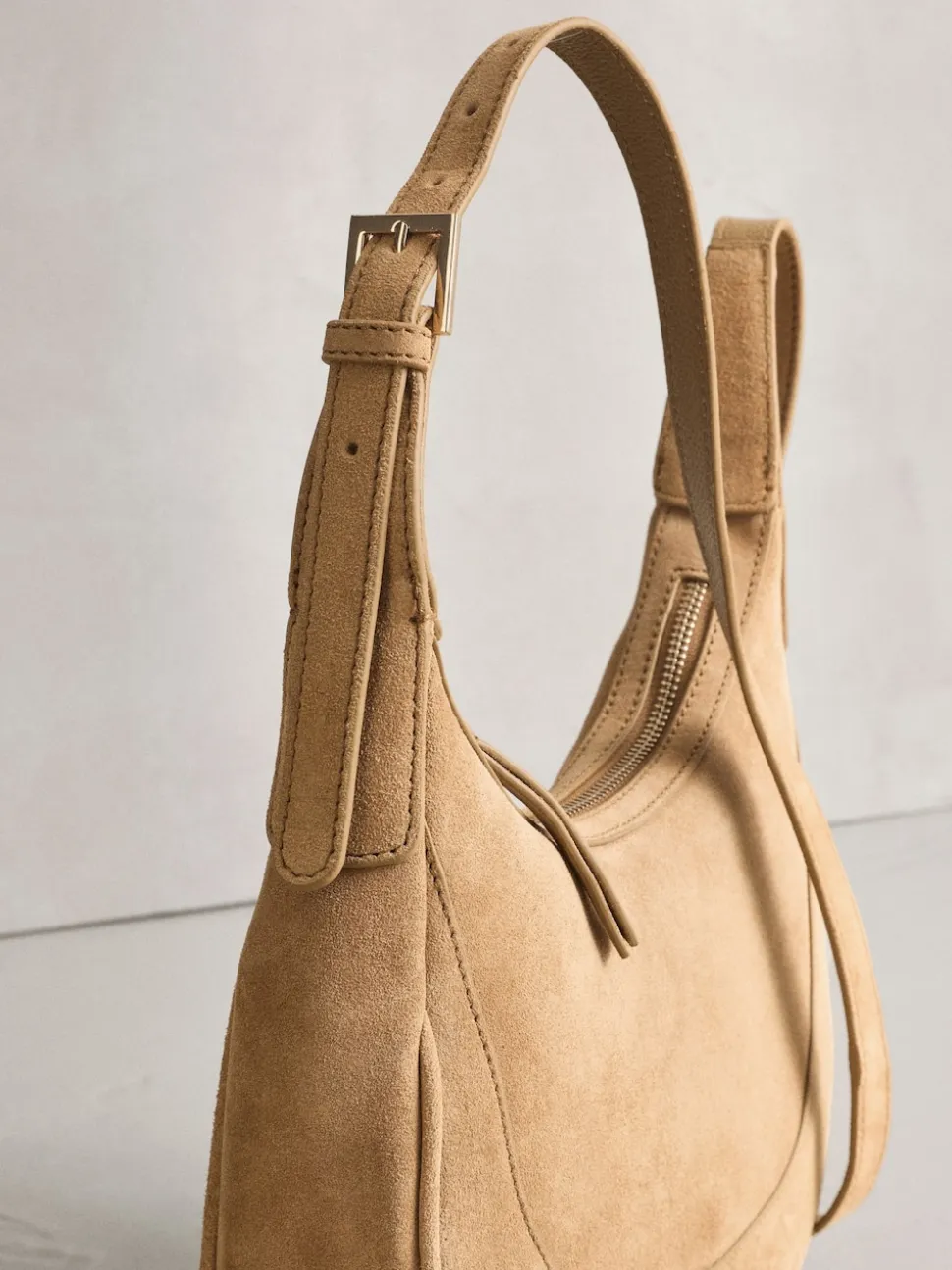 Tan Brown Leather Scoop Cross Body Bag