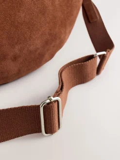 Tan Brown Leather Sling Cross-Body Bag
