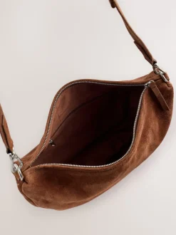 Tan Brown Leather Sling Cross-Body Bag