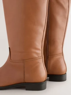 Tan Brown Leather Standard/Wide Fit Forever Comfort® Flat Riding Boots