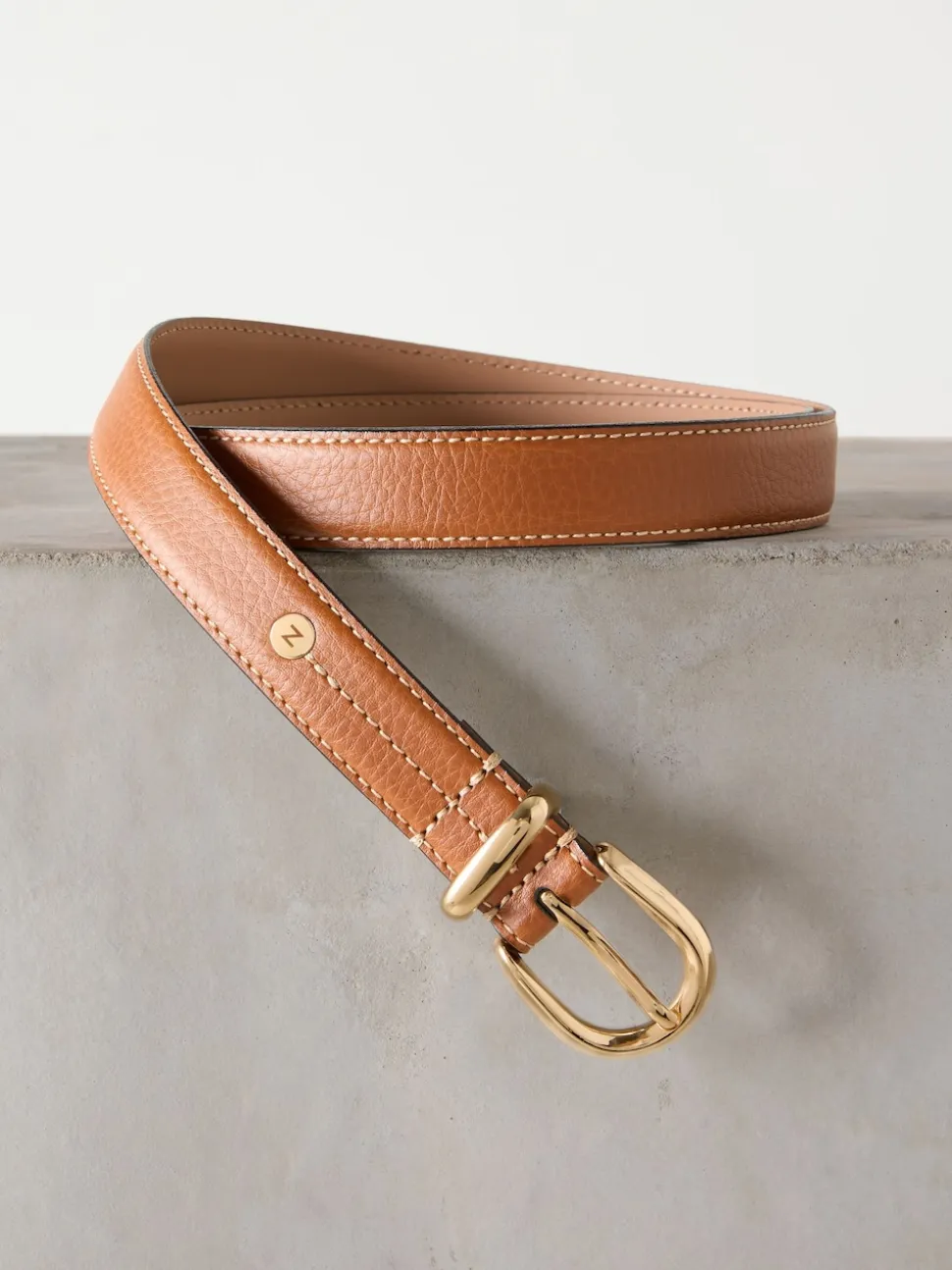 Tan Brown N. Premium Made In Italy Mid Width Belt