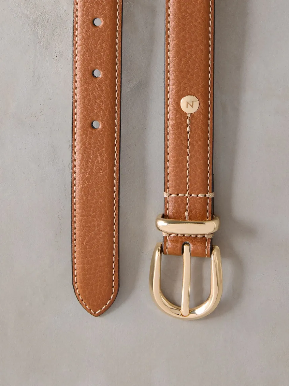 Tan Brown N. Premium Made In Italy Mid Width Belt