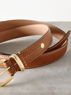 Tan Brown N. Premium Made In Italy Mid Width Belt
