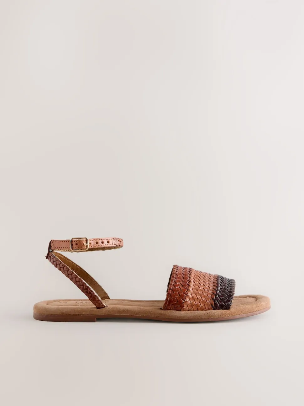 Tan Brown Standard/Wide Fit Woven Flat Sandals