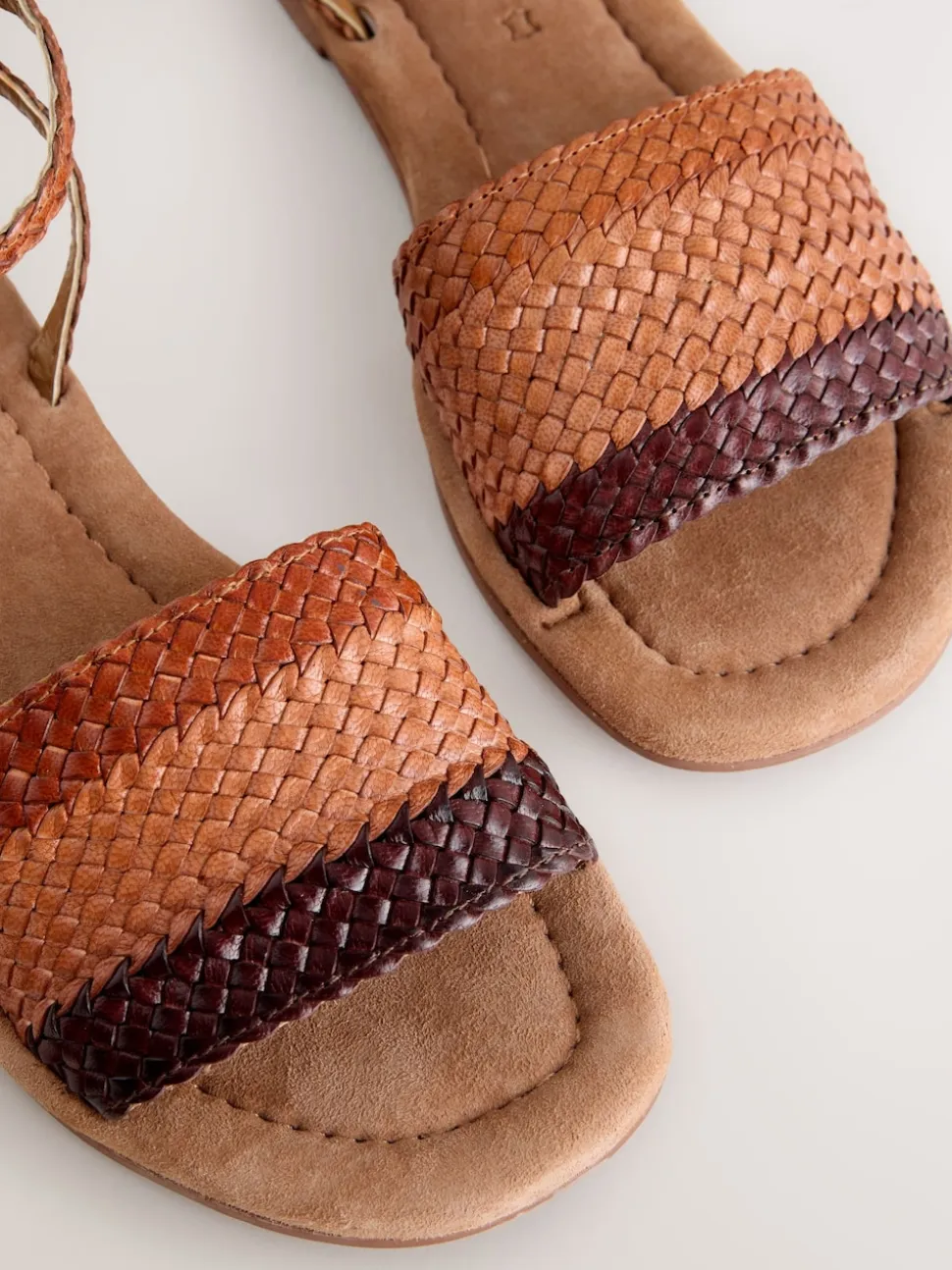 Tan Brown Standard/Wide Fit Woven Flat Sandals