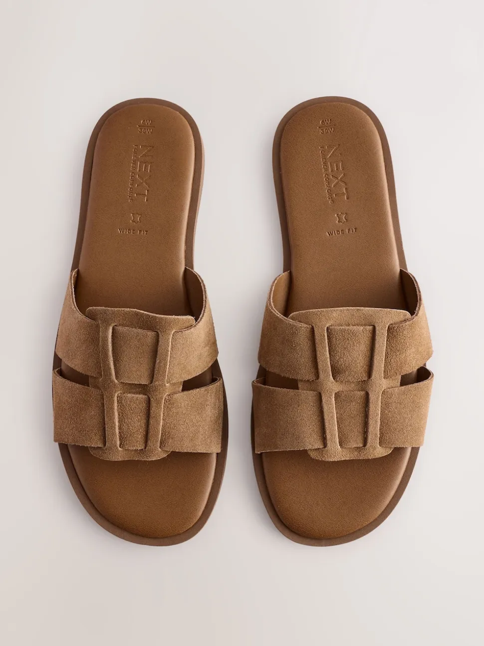 Tan Brown Standard/Wide Fit Slot Mule Sandals