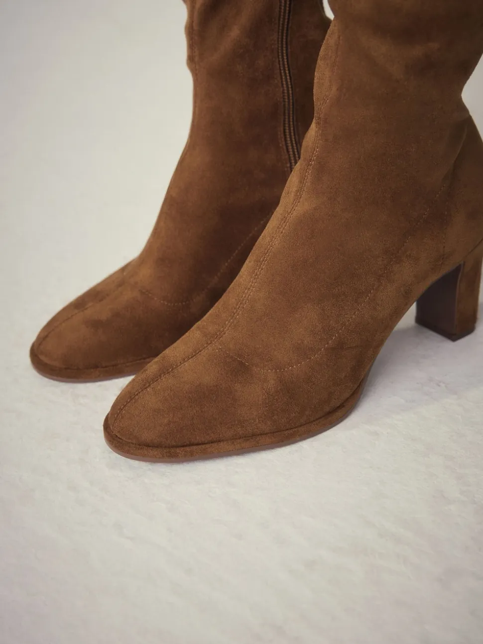 Tan Brown Standard/Wide Fit Forever Comfort® Round Toe Knee High Sock Boots