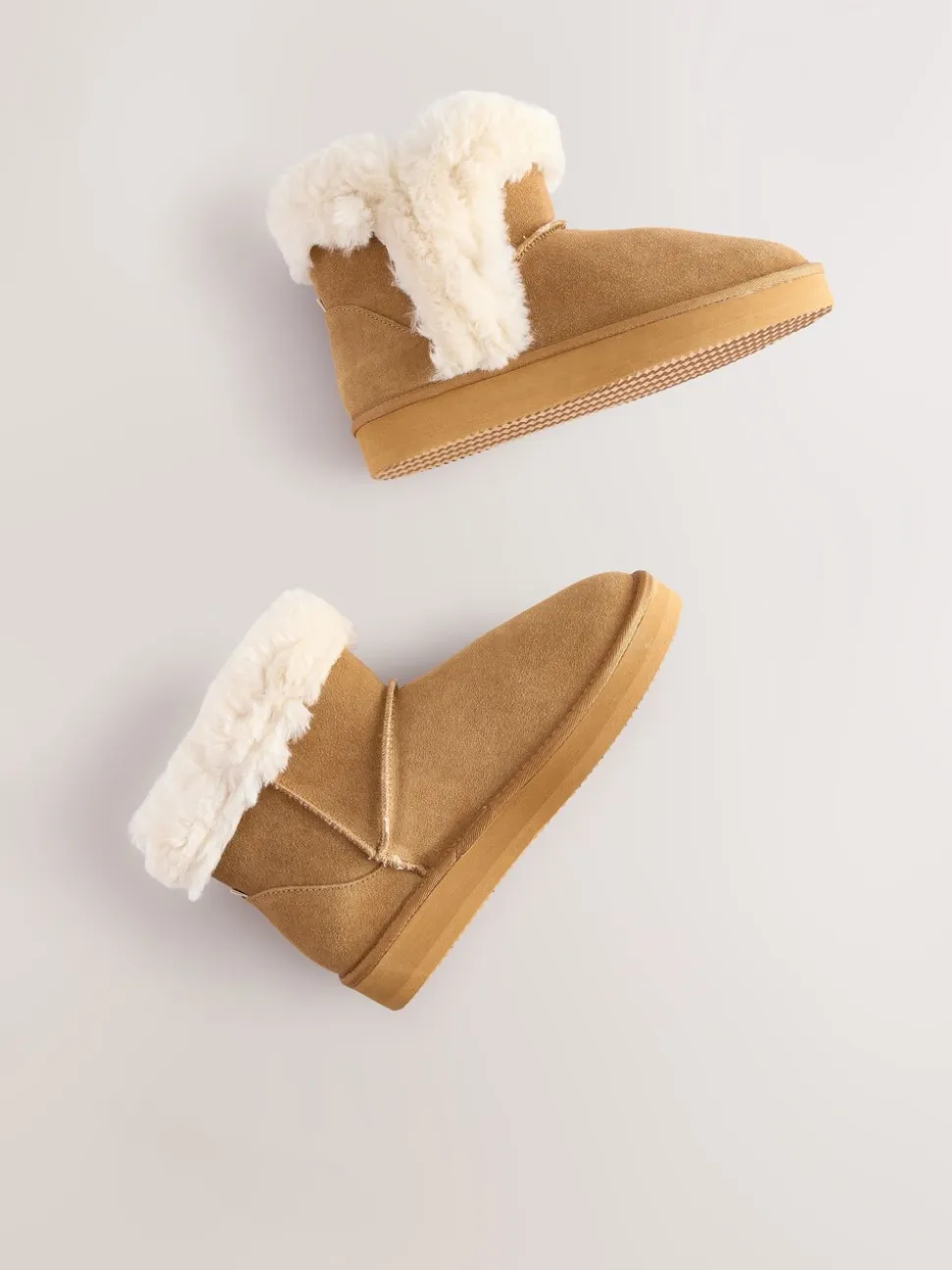Tan Brown Suede Faux Fur Boot Slippers