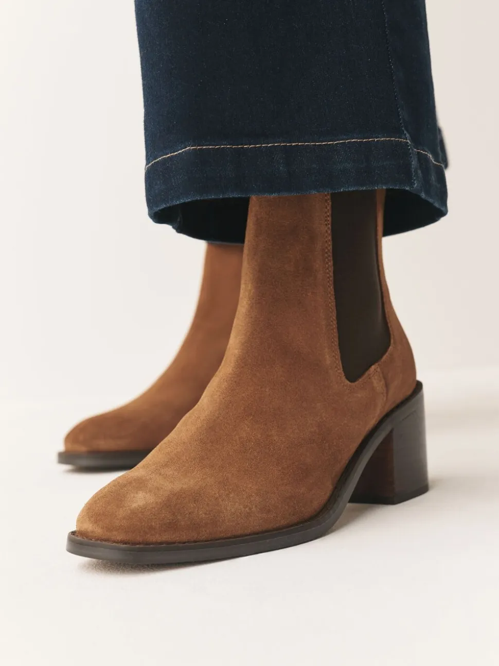 Tan Brown Suede Forever Comfort® Block Heel Chelsea Boots