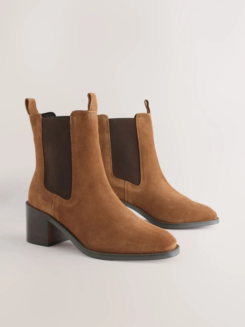 Tan Brown Suede Forever Comfort® Block Heel Chelsea Boots