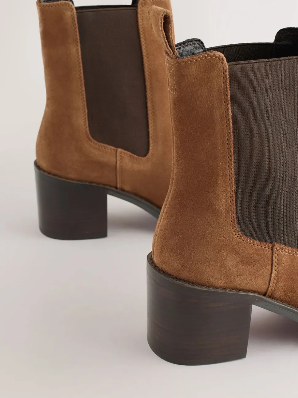 Tan Brown Suede Forever Comfort® Block Heel Chelsea Boots