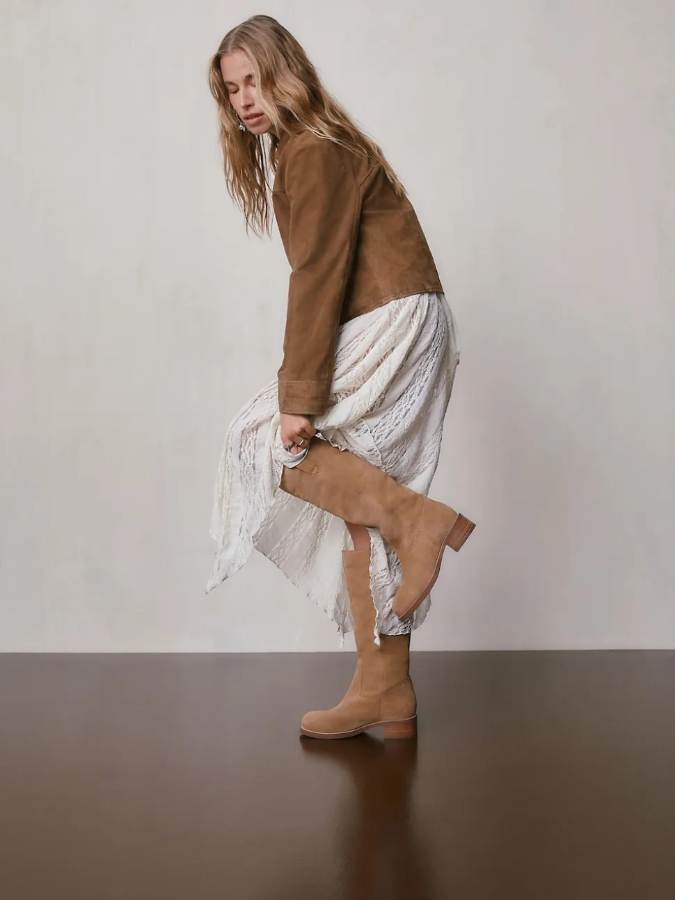 Tan Brown Suede Forever Comfort® Knee High Pull On Boots