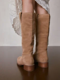 Tan Brown Suede Forever Comfort® Knee High Pull On Boots