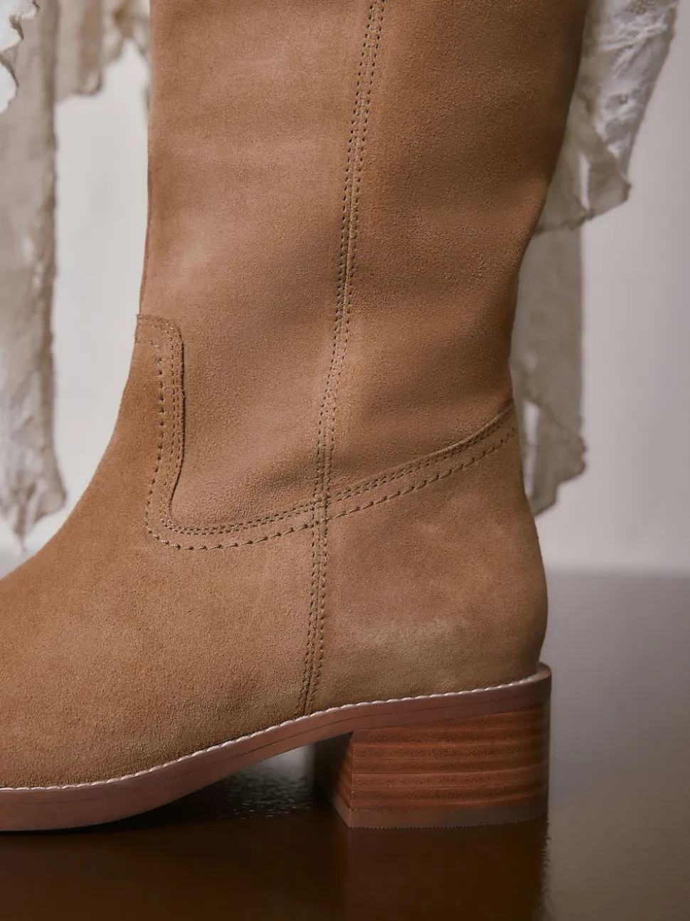 Tan Brown Suede Forever Comfort® Knee High Pull On Boots