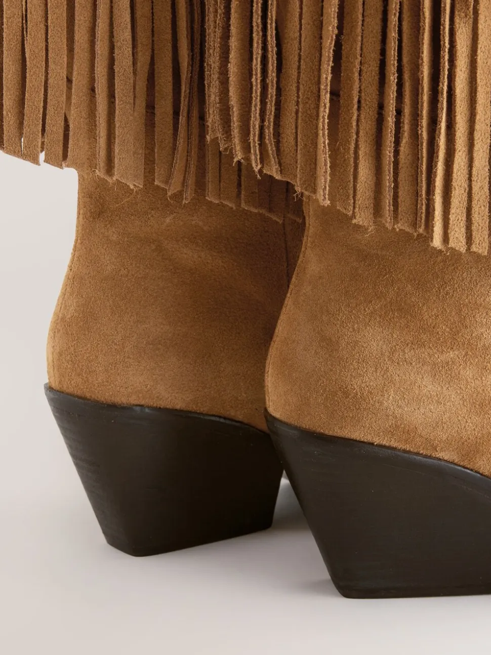 Tan Brown Suede Forever Comfort® Fringed Knee High Cowboy Boots